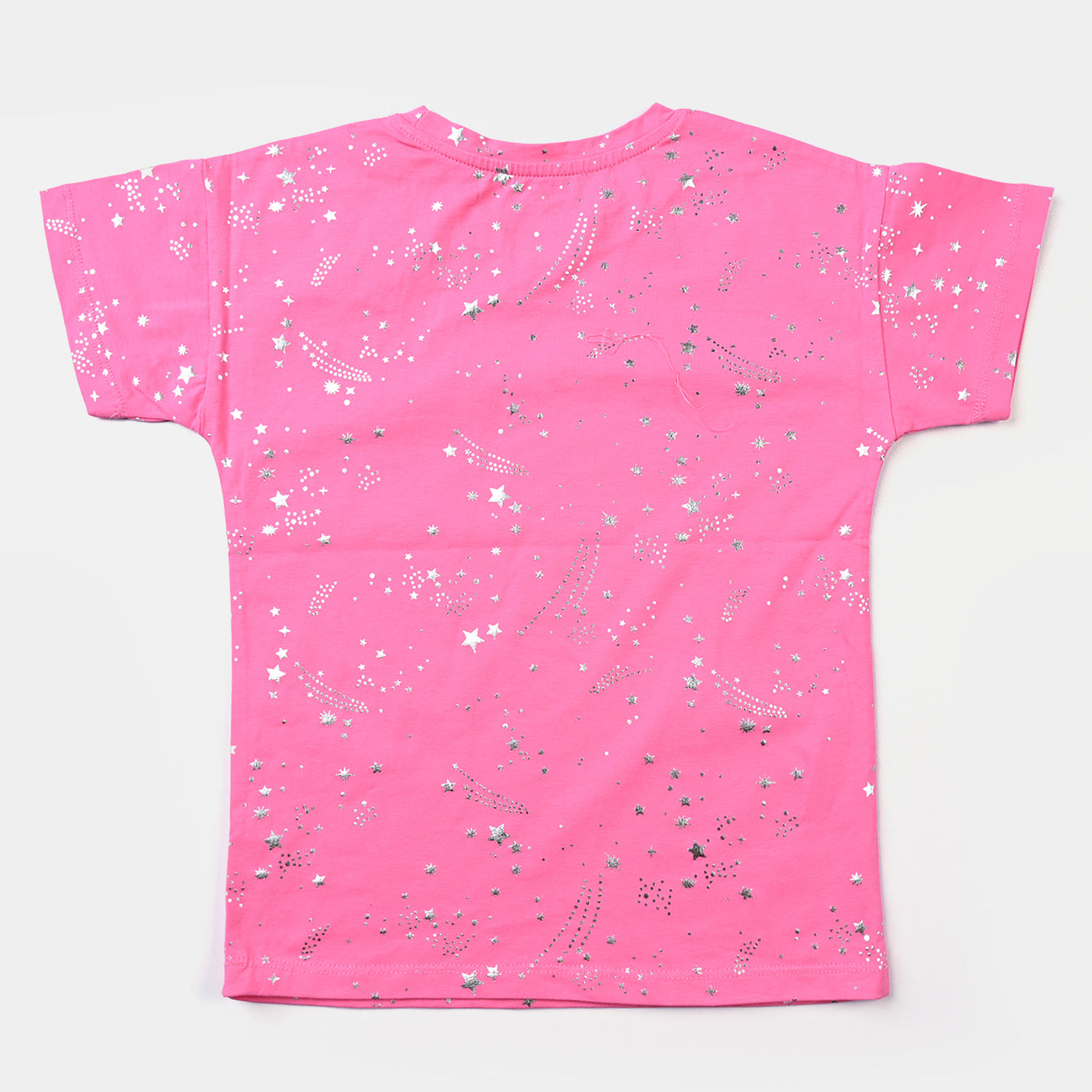 Girls Cotton Jersey T-Shirt H/S Stars-Pink