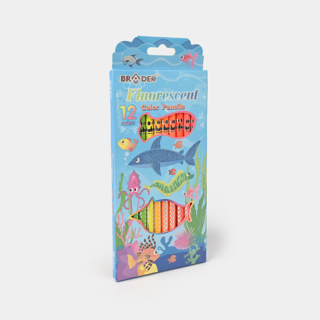 Braden Fluorescent 12 Color Pencils | Bright & Smooth