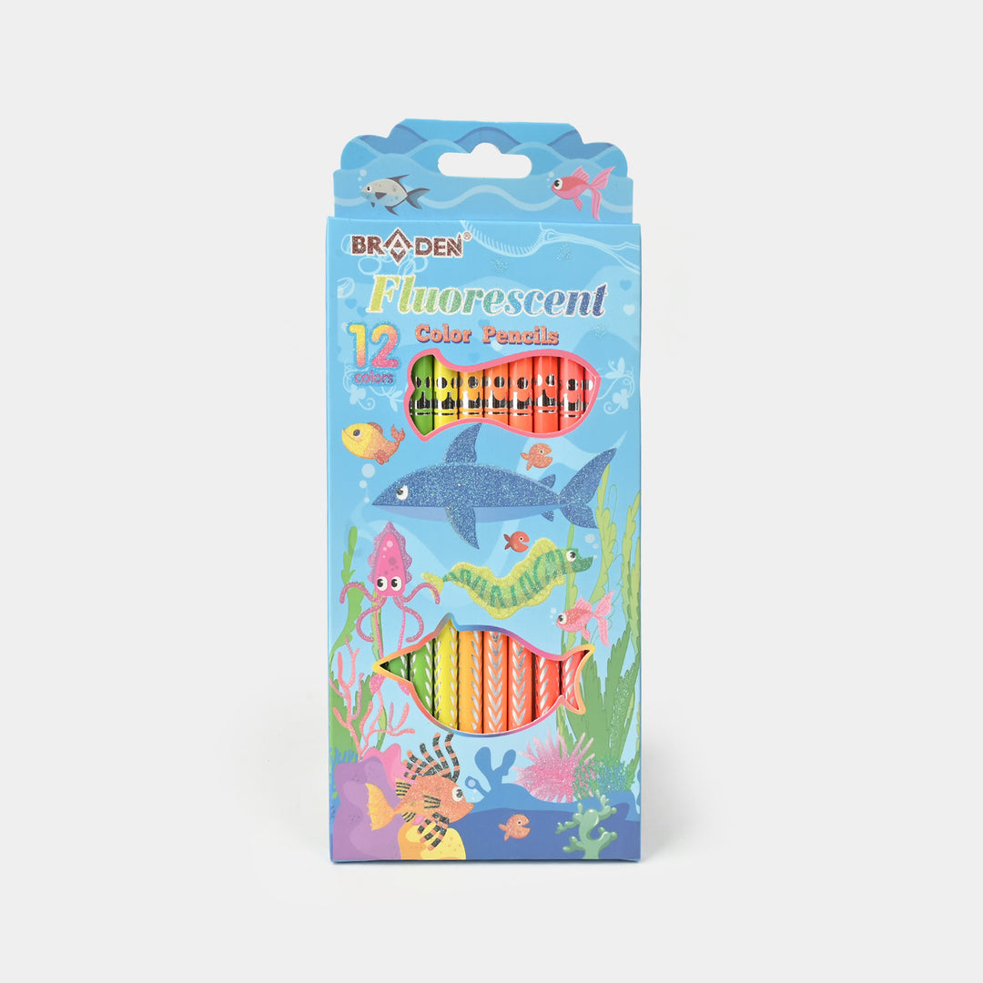 Braden Fluorescent 12 Color Pencils | Bright & Smooth