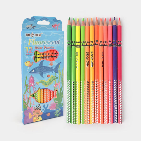 Braden Fluorescent 12 Color Pencils | Bright & Smooth