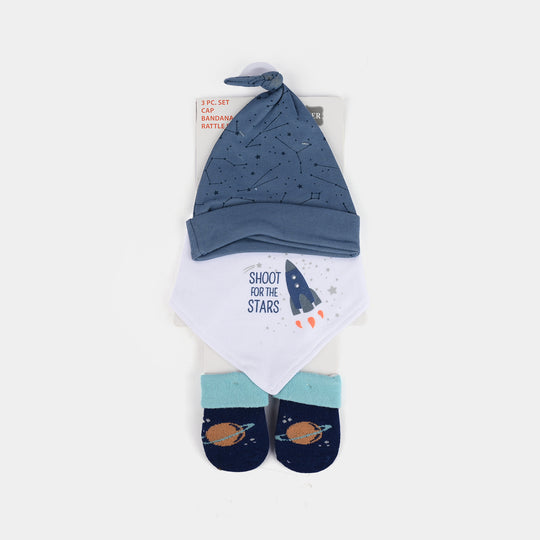 Baby Cap, Bib & Sock 6-9M 3 Pcs Set