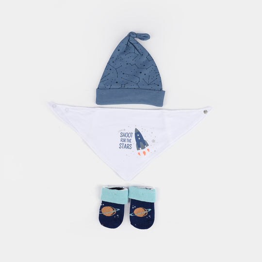 Baby Cap, Bib & Sock 6-9M 3 Pcs Set