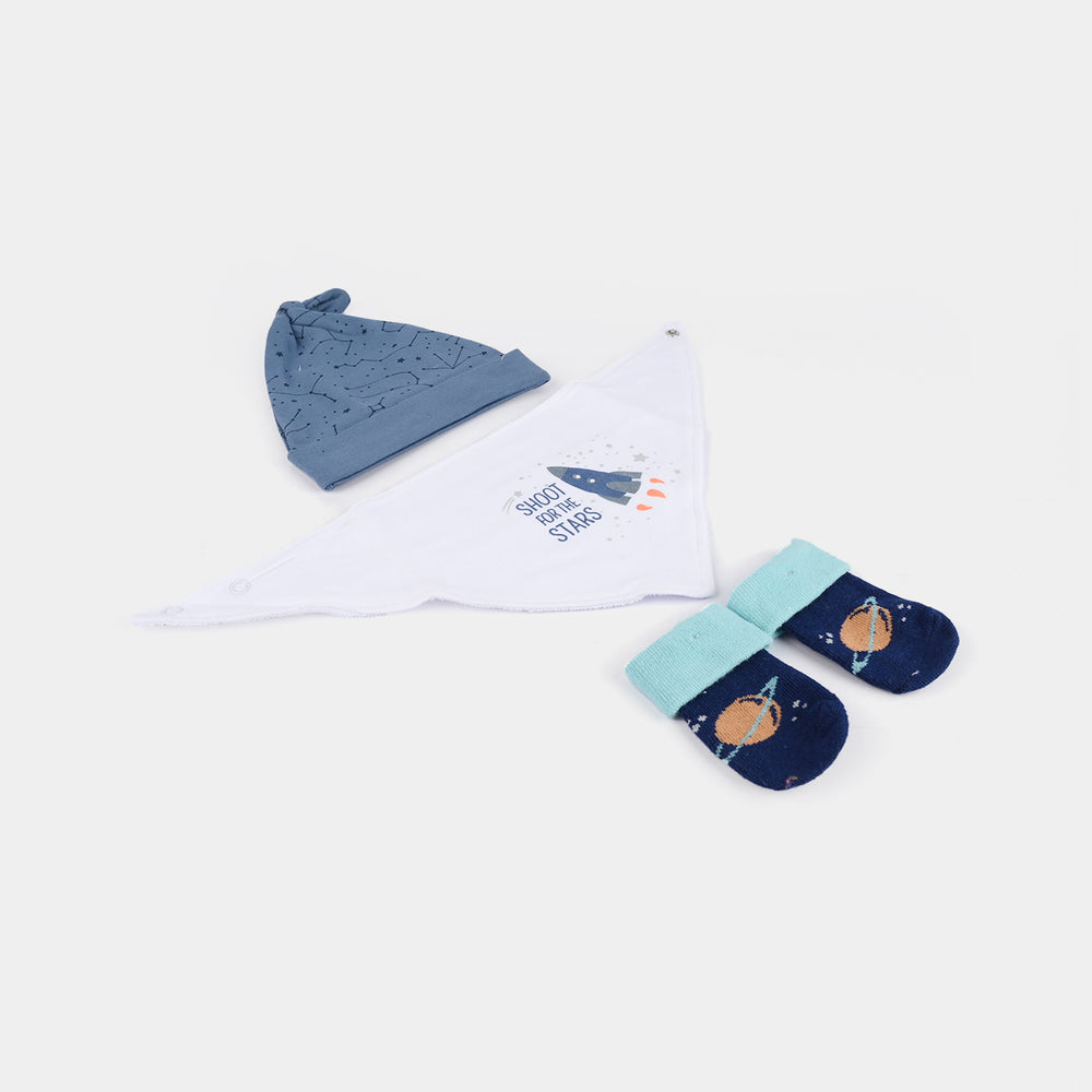 Baby Cap, Bib & Sock 6-9M 3 Pcs Set