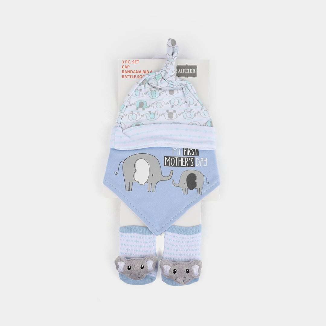 Baby Cap, Bib & Sock 6-9M 3 Pcs Set