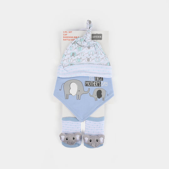 Baby Cap, Bib & Sock 6-9M 3 Pcs Set