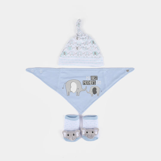 Baby Cap, Bib & Sock 6-9M 3 Pcs Set