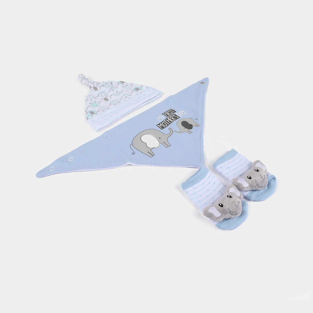 Baby Cap, Bib & Sock 6-9M 3 Pcs Set