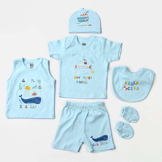 Infant Boys Cotton Poplin 6 Piece Set-mIX