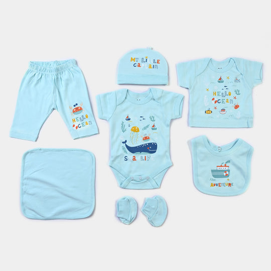 Infant Boys Cotton Poplin 7 Piece Set Marine Life-mIX