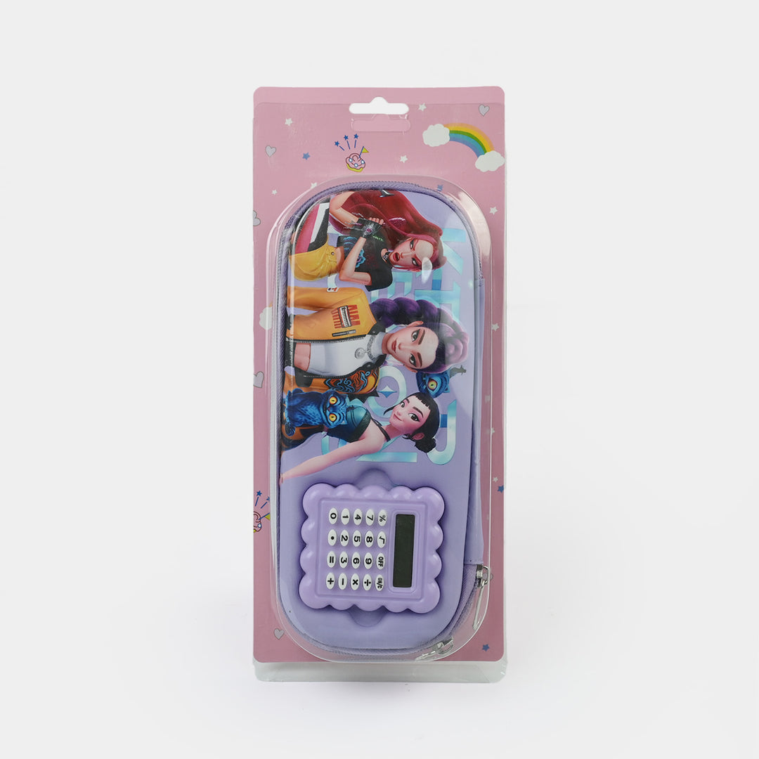 Stationery Pencil Pouch with Built-in Calculator