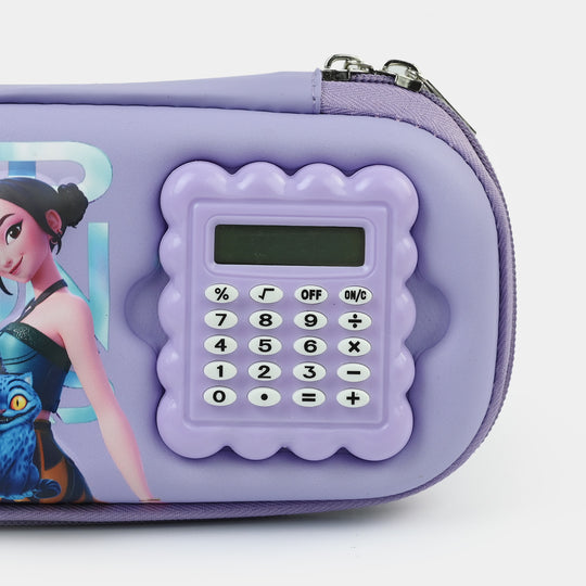 Stationery Pencil Pouch with Built-in Calculator