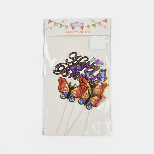 Butterfly Happy Brithday Cake Topper | 4Pcs