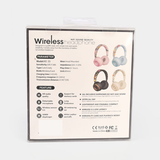 KE-33 Wireless Headphones – Graffiti Design
