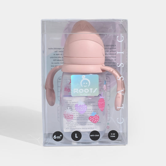 Roots Wide Neck Feeder Bottle 310ml - Pink  (J1009)