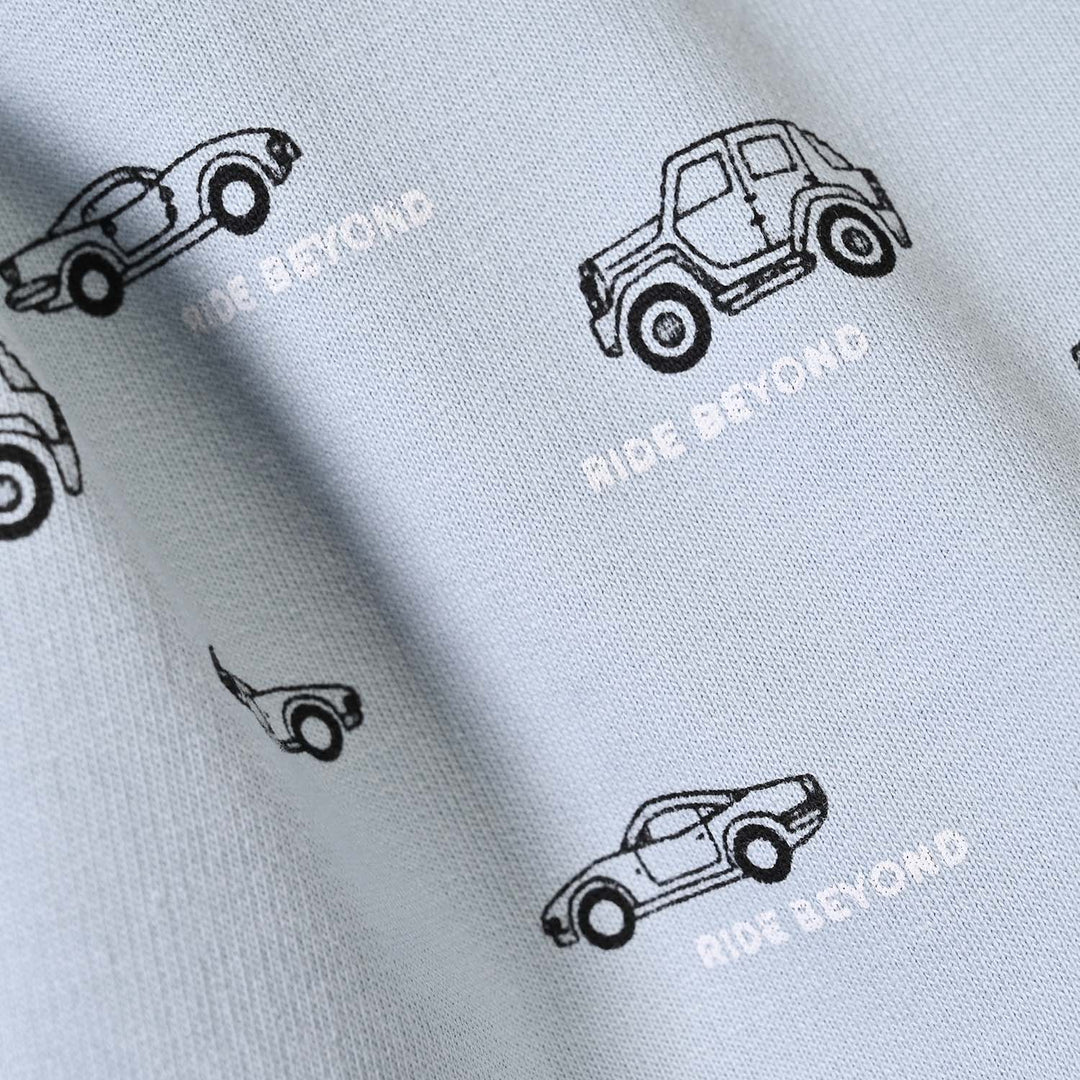 Infant Boys Cotton Terry Sweat Shirt Cars-Blue.Fog