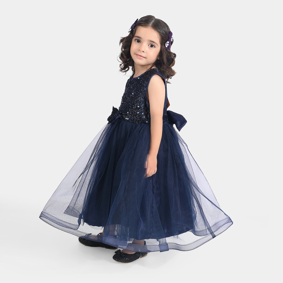 Girl Sequence Fancy Frock Glow-B-Navy Blue