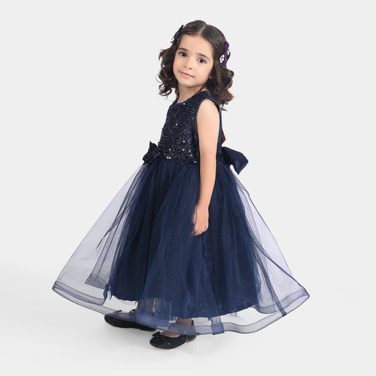 Girl Sequence Fancy Frock Glow-B-Navy Blue