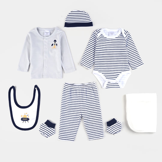 Infant Boys Cotton Interlock 7 PC Set-Navy Stripe