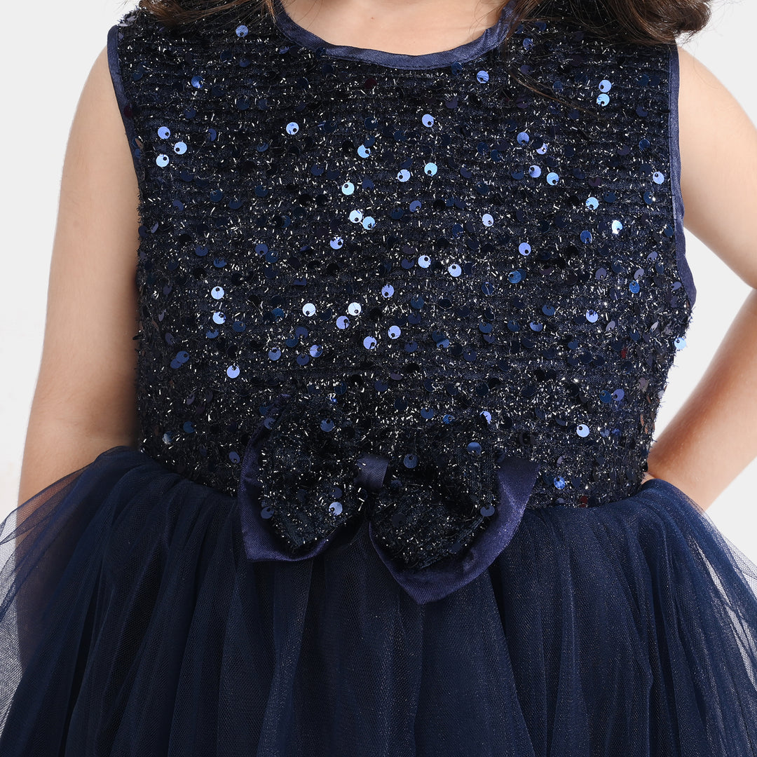 Girl Sequence Fancy Frock Glow-B-Navy Blue