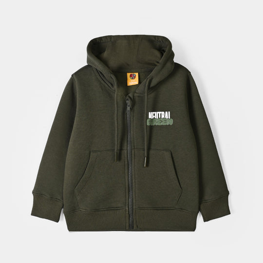 Boys Fleece Knitted Jacket Basic Green