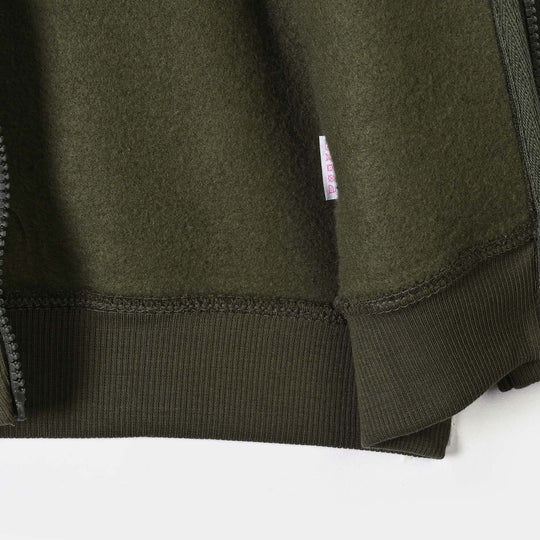 Boys Fleece Knitted Jacket Basic Green