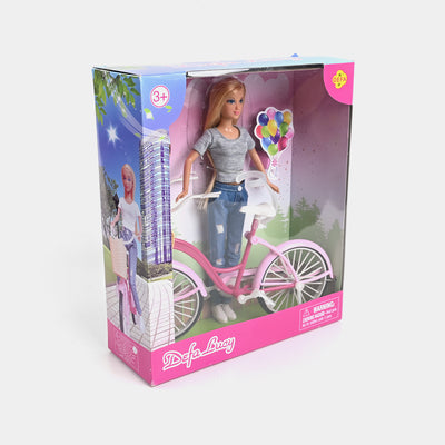 Defa Lucy Doll With Stylish Pink Bicycle