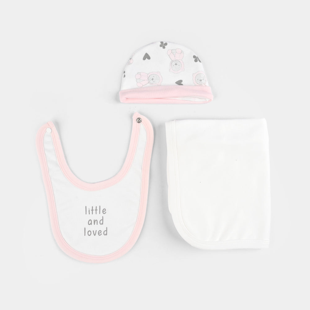 Infant Girls Cotton Interlock 5 PC Set -Pink/White