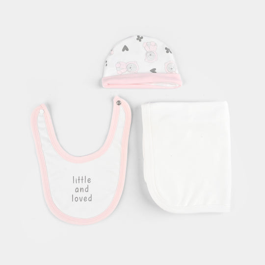 Infant Girls Cotton Interlock 5 PC Set -Pink/White