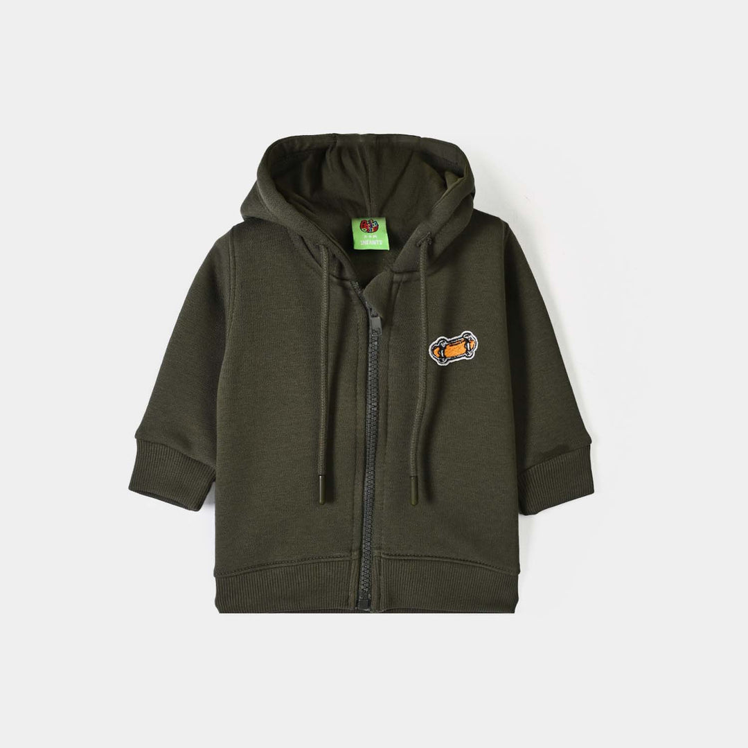 Infant Boys Fleece Knitted Jacket Skates-Green