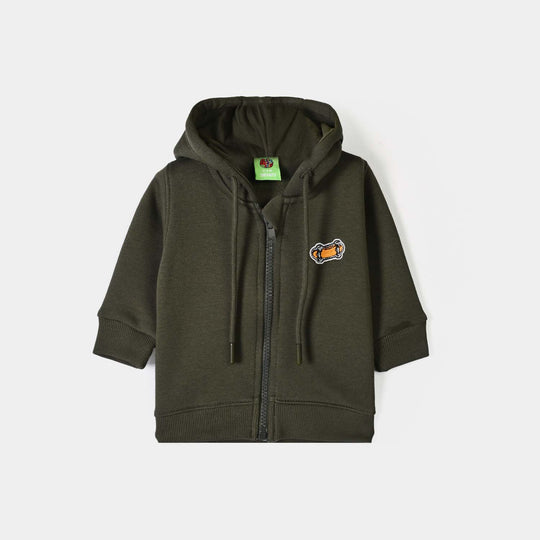 Infant Boys Fleece Knitted Jacket Skates-Green