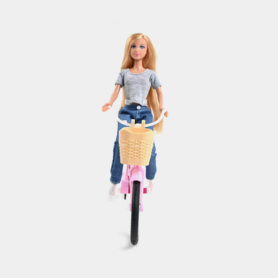 Defa Lucy Doll With Stylish Pink Bicycle