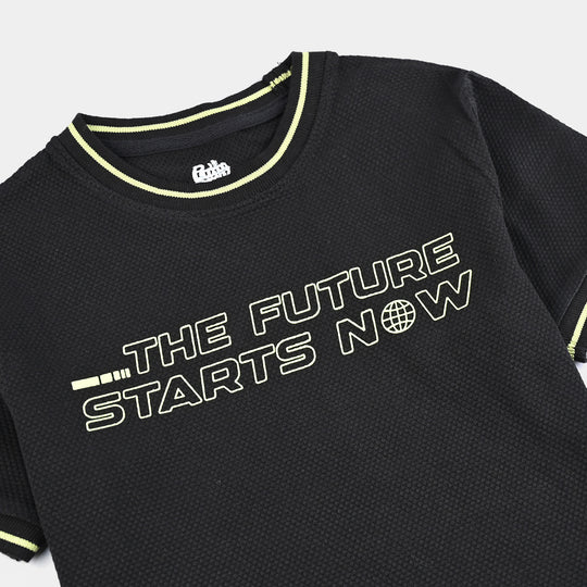Boys Pique T-Shirt H/S The Future-Jet Black