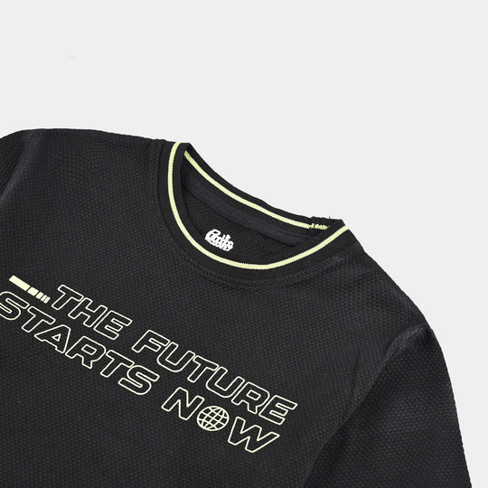 Boys Pique T-Shirt H/S The Future-Jet Black