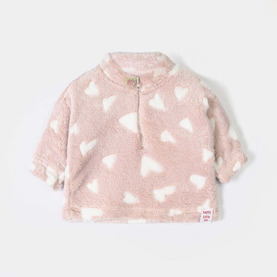 Infant Girls Sherpa 2Pcs Suit Little Hearts-PINK