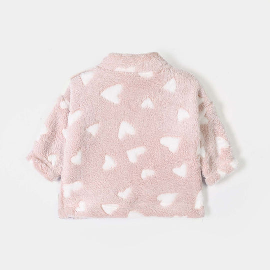 Infant Girls Sherpa 2Pcs Suit Little Hearts-PINK