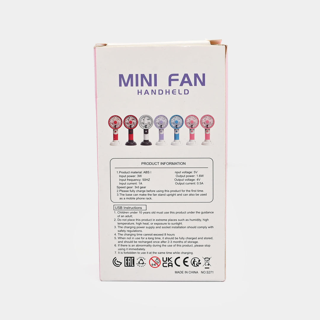 Portable Rechargeable Small Handheld Fan with Night Light and USB Charging