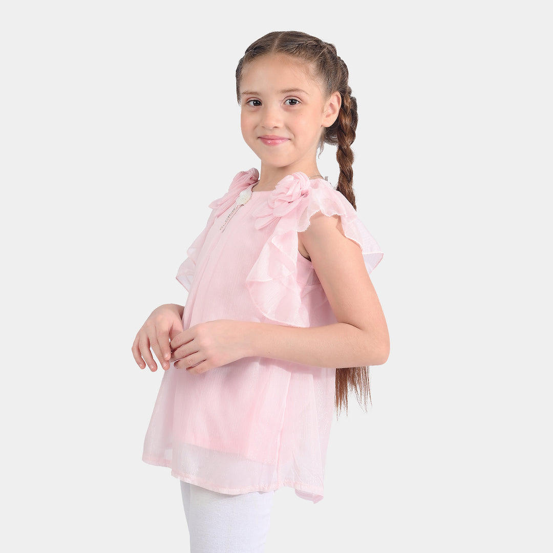 Girls Chiffon Top-Pink