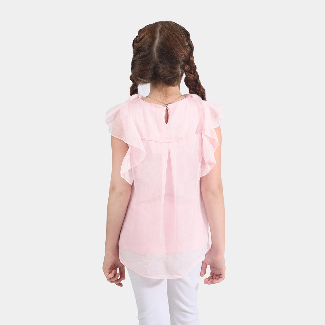 Girls Chiffon Top-Pink
