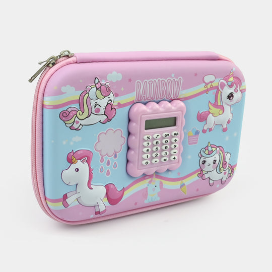 Stationery Pencil Pouch with Built-in Calculator