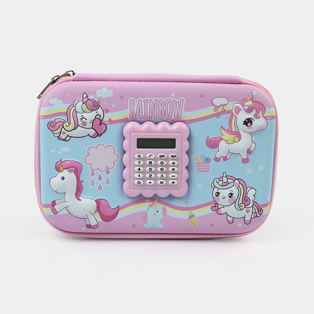 Stationery Pencil Pouch with Built-in Calculator
