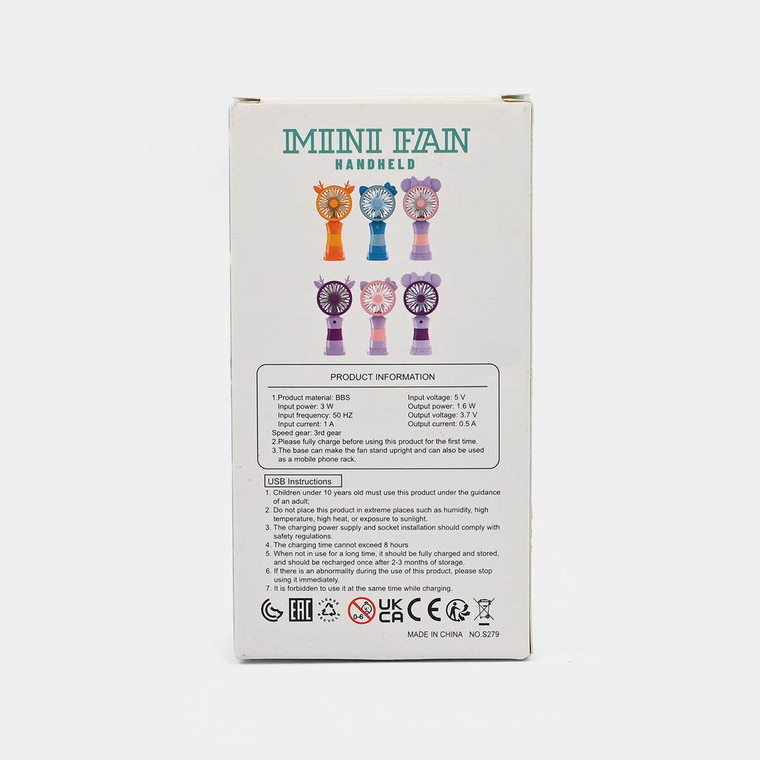 Portable Rechargeable Small Handheld Fan with Night Light and USB Charging