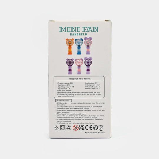 Portable Rechargeable Small Handheld Fan with Night Light and USB Charging