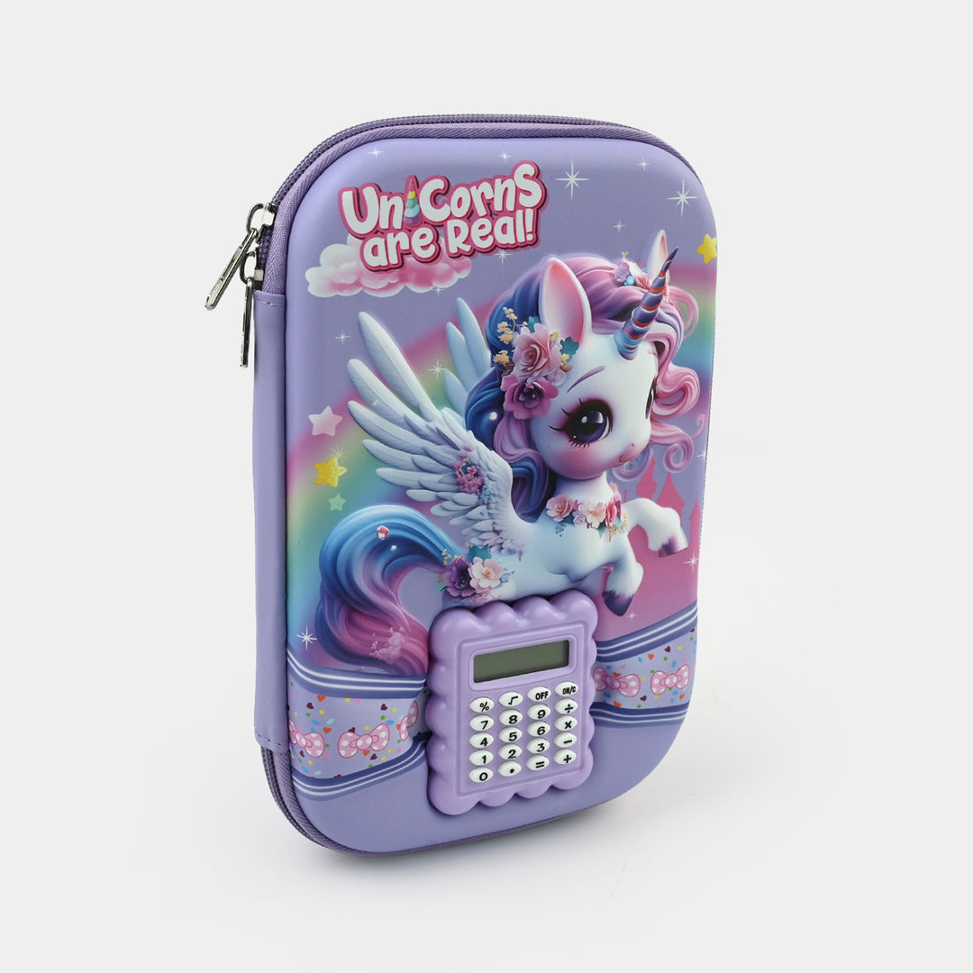 Stationery Pencil Pouch with Built-in Calculator