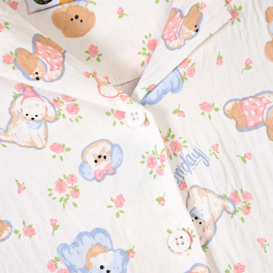 Girls Linen Viscose Nightwear Friends - Off White