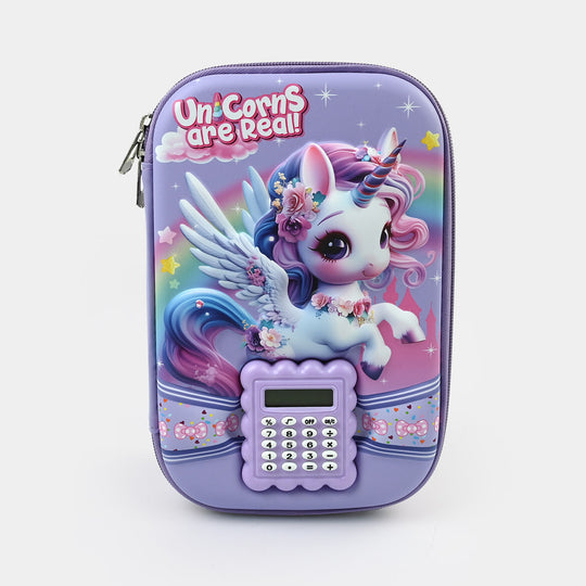 Stationery Pencil Pouch with Built-in Calculator