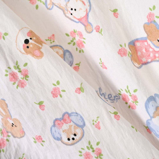 Girls Linen Viscose Nightwear Friends - Off White