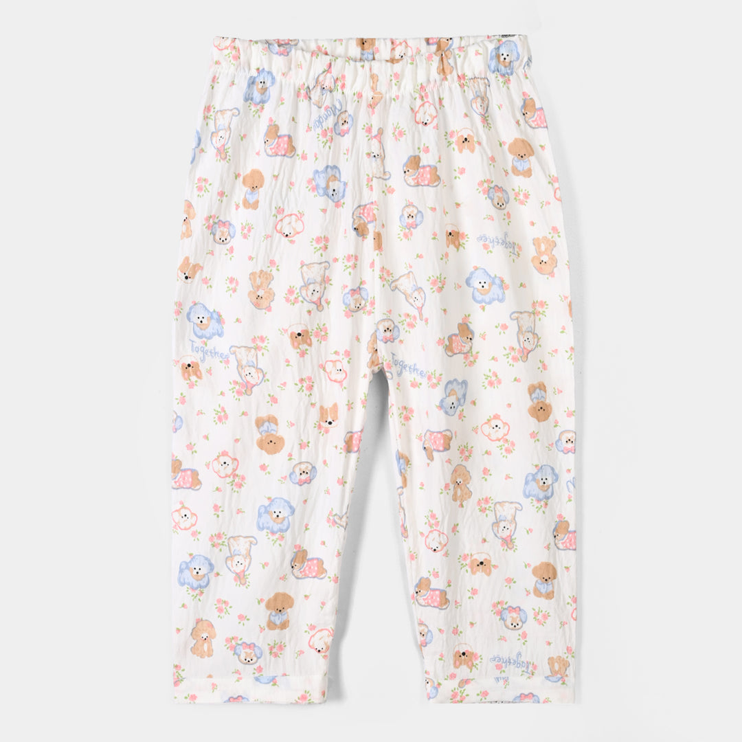 Girls Linen Viscose Nightwear Friends - Off White