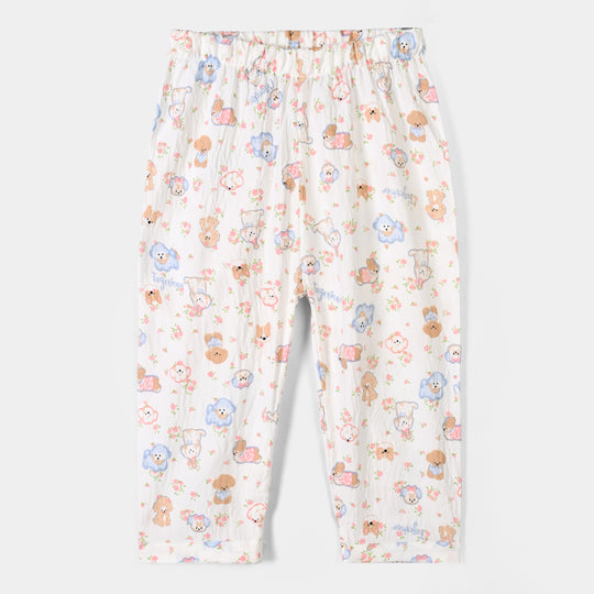 Girls Linen Viscose Nightwear Friends - Off White