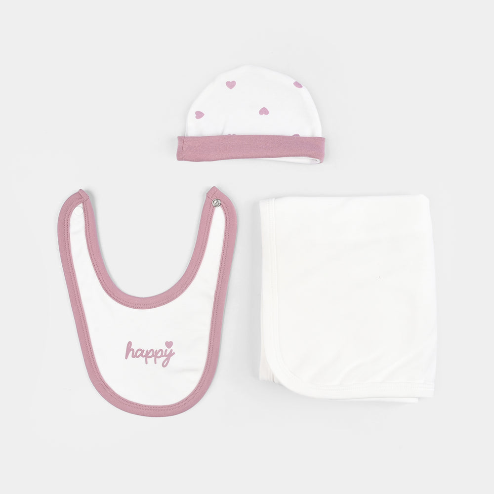 Infant Girls Cotton Interlock 5 PC Set-Pink/White
