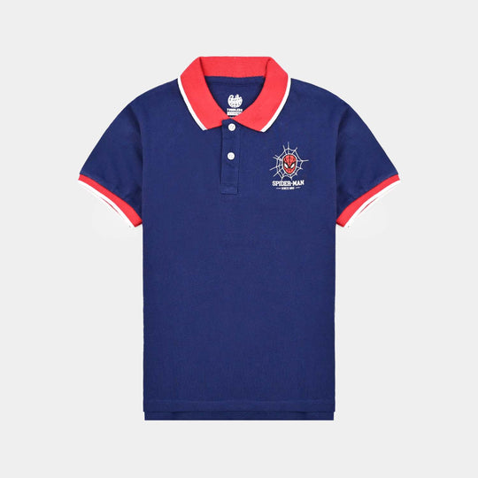Boys Jumbo Pique Polo-Navy Blue